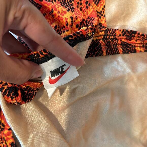 Nike orange black cutout snake print swimsuit swim meet PE class classic style - Picture 10 of 12